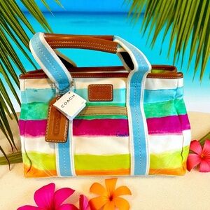 Coach 2006 Rare NWT Hampton Watercolor Striped Tote Bag M0763 - 10025 Vintage